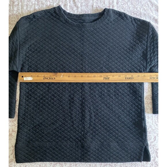 LANDS END Top Quilted Pullover Sweatshirt Blouse 3/4 Sleeve Womens M Black - Picture 2 of 14